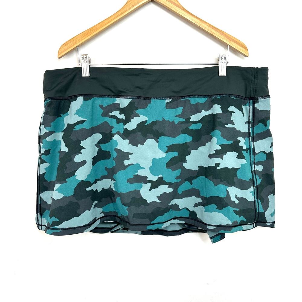 Lululemon Pace Rival Mid-Rise Skirt *Long Camo Teal Size 20